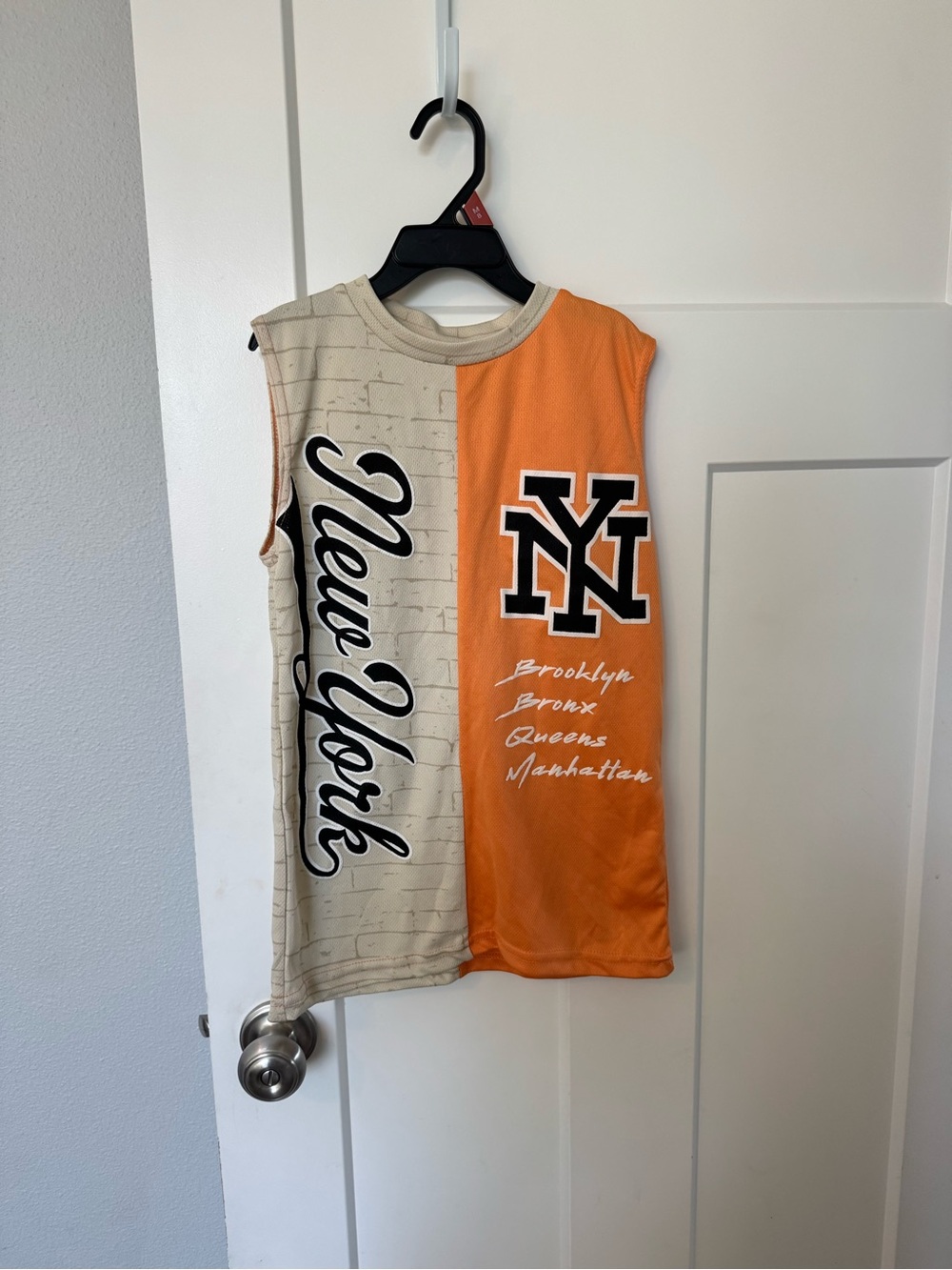 Sleeveless Kids New York Colorblock Tank Top - Orange & Cream